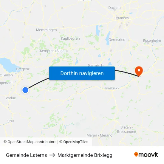 Gemeinde Laterns to Marktgemeinde Brixlegg map