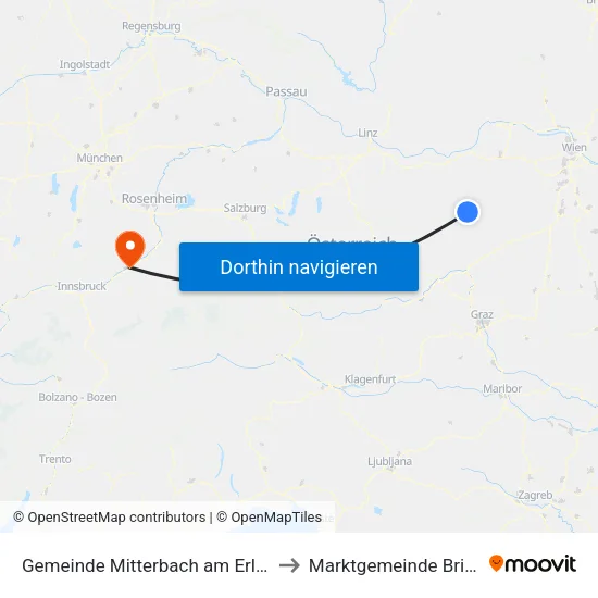 Gemeinde Mitterbach am Erlaufsee to Marktgemeinde Brixlegg map