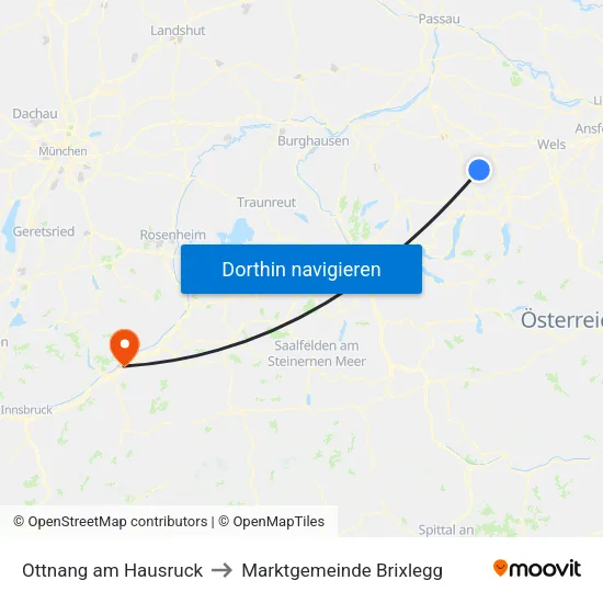 Ottnang am Hausruck to Marktgemeinde Brixlegg map