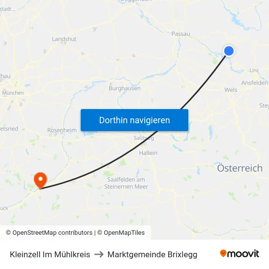 Kleinzell Im Mühlkreis to Marktgemeinde Brixlegg map