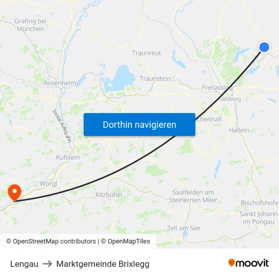 Lengau to Marktgemeinde Brixlegg map