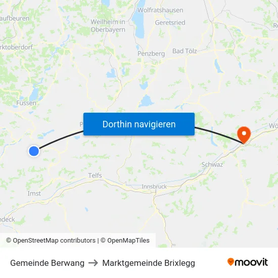 Gemeinde Berwang to Marktgemeinde Brixlegg map