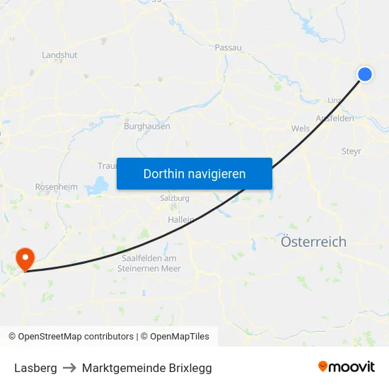 Lasberg to Marktgemeinde Brixlegg map