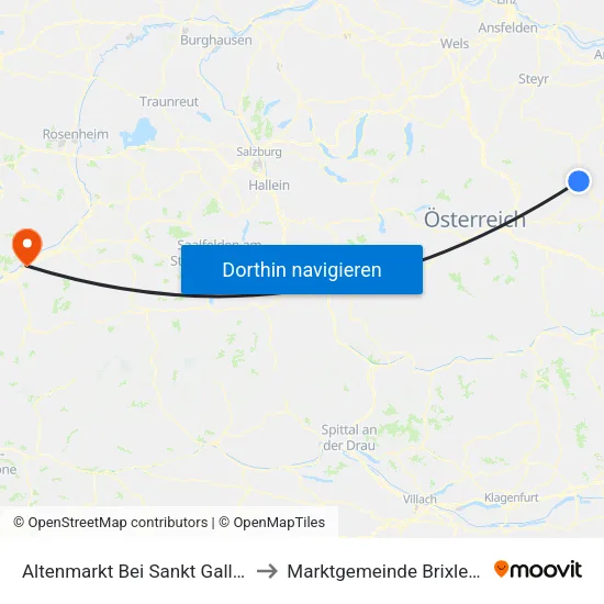 Altenmarkt Bei Sankt Gallen to Marktgemeinde Brixlegg map