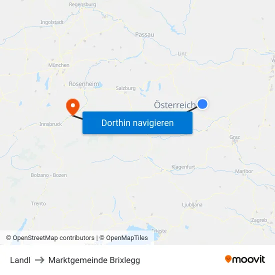 Landl to Marktgemeinde Brixlegg map