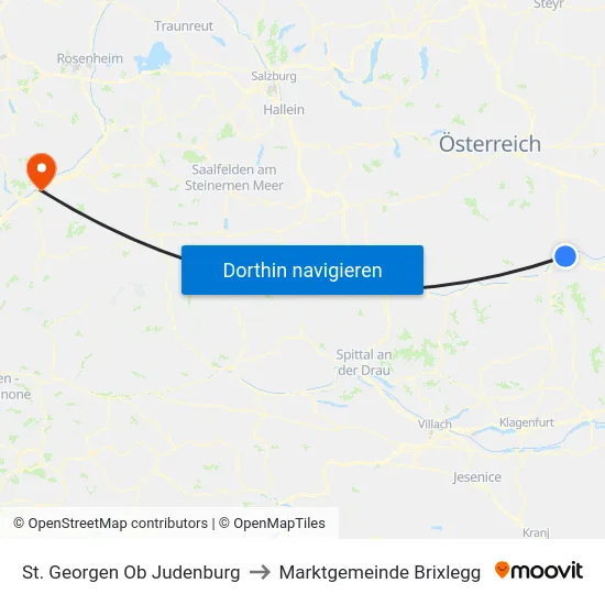 St. Georgen Ob Judenburg to Marktgemeinde Brixlegg map