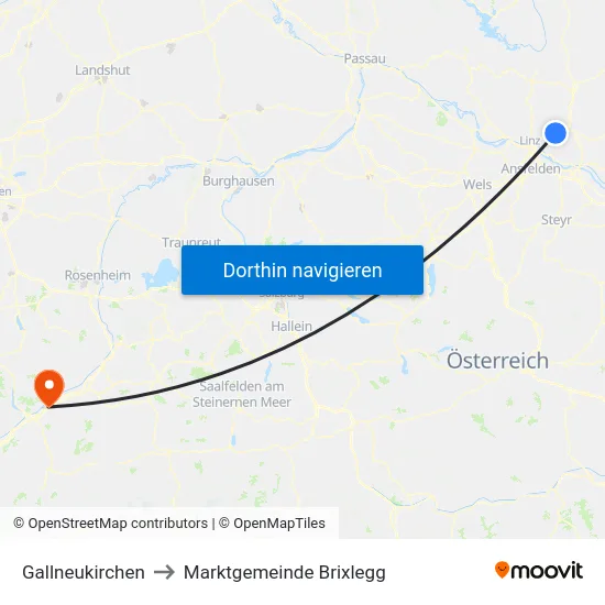 Gallneukirchen to Marktgemeinde Brixlegg map