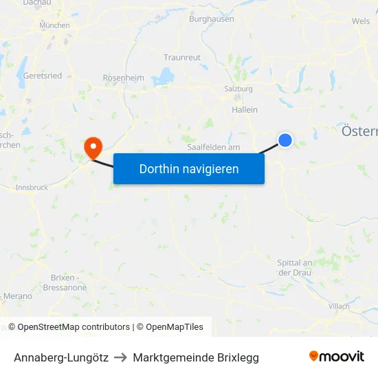 Annaberg-Lungötz to Marktgemeinde Brixlegg map