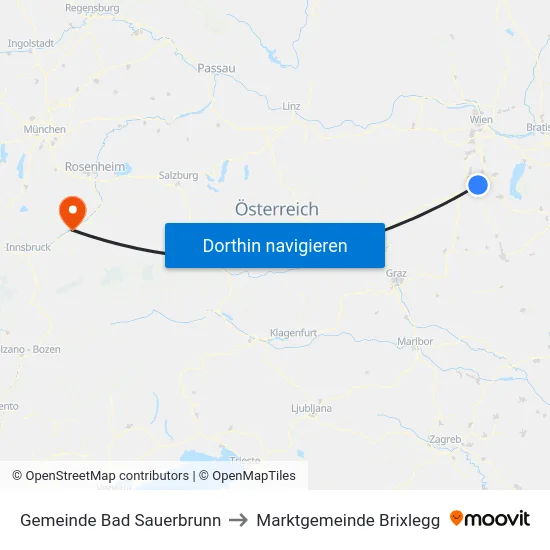 Gemeinde Bad Sauerbrunn to Marktgemeinde Brixlegg map