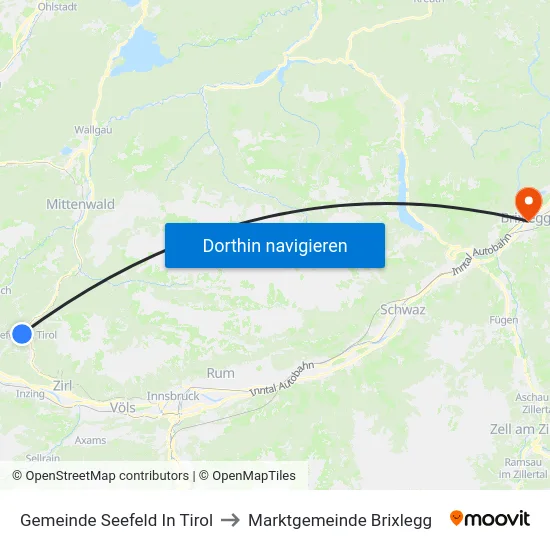 Gemeinde Seefeld In Tirol to Marktgemeinde Brixlegg map