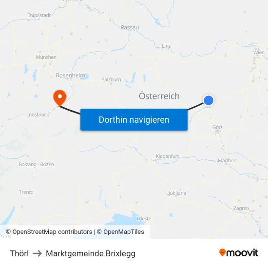 Thörl to Marktgemeinde Brixlegg map
