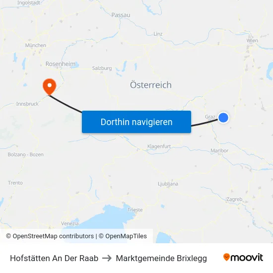 Hofstätten An Der Raab to Marktgemeinde Brixlegg map