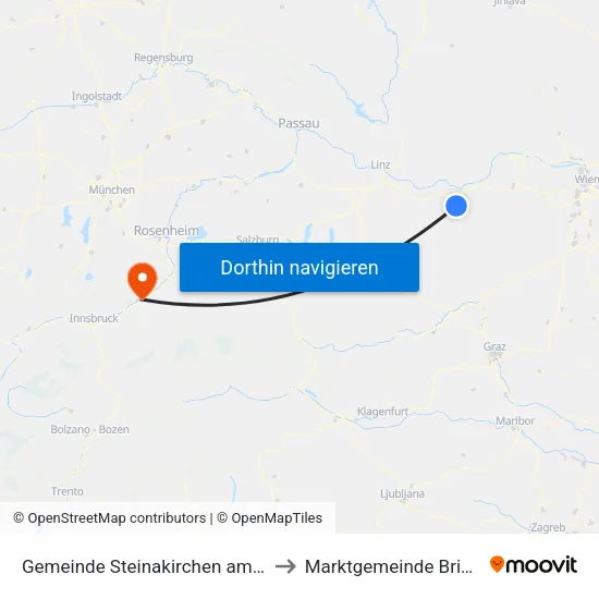 Gemeinde Steinakirchen am Forst to Marktgemeinde Brixlegg map