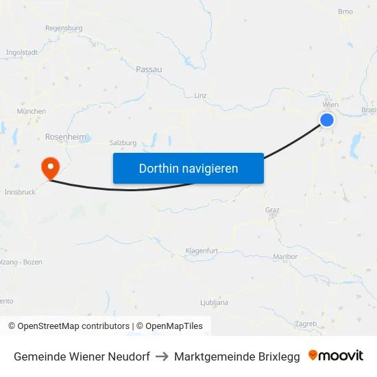 Gemeinde Wiener Neudorf to Marktgemeinde Brixlegg map
