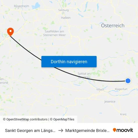 Sankt Georgen am Längsee to Marktgemeinde Brixlegg map