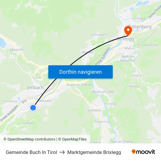 Gemeinde Buch In Tirol to Marktgemeinde Brixlegg map