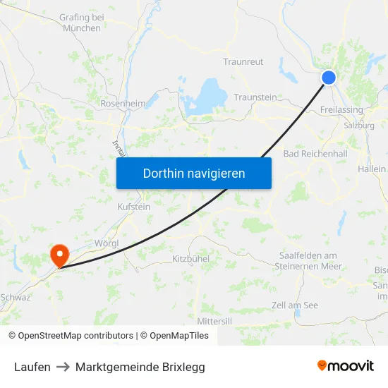 Laufen to Marktgemeinde Brixlegg map
