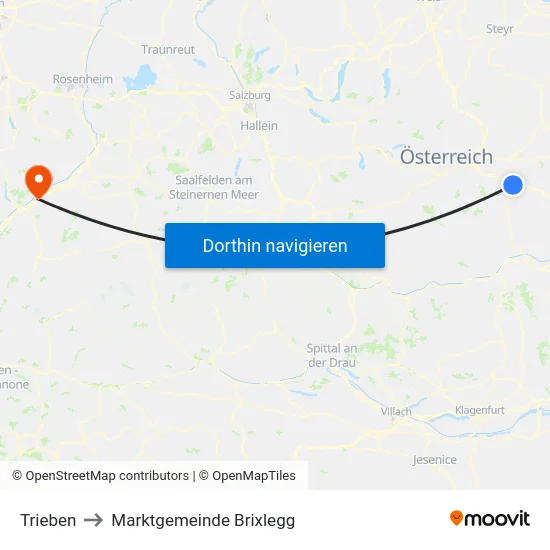 Trieben to Marktgemeinde Brixlegg map