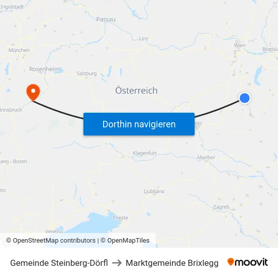 Gemeinde Steinberg-Dörfl to Marktgemeinde Brixlegg map