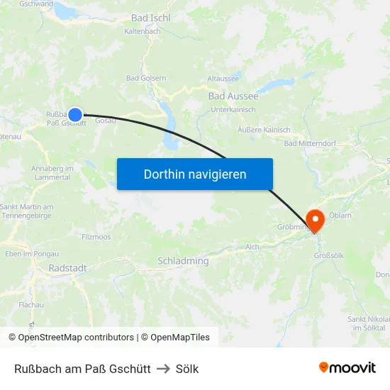 Rußbach am Paß Gschütt to Sölk map