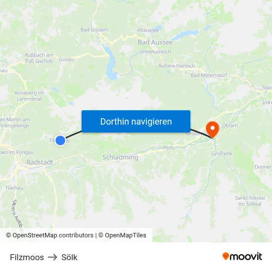 Filzmoos to Sölk map