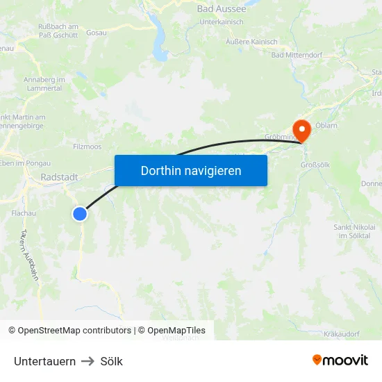 Untertauern to Sölk map
