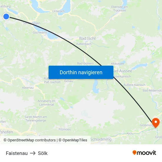 Faistenau to Sölk map