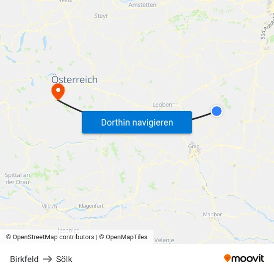 Birkfeld to Sölk map