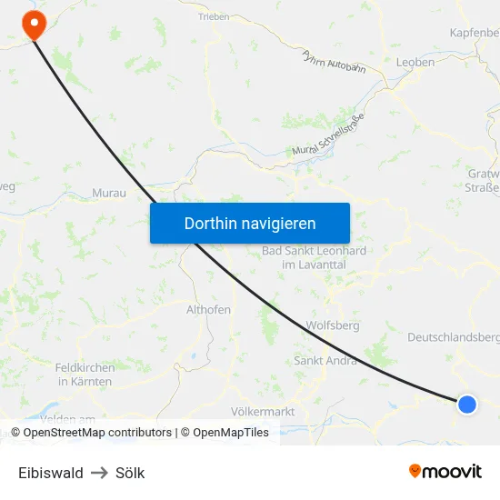Eibiswald to Sölk map