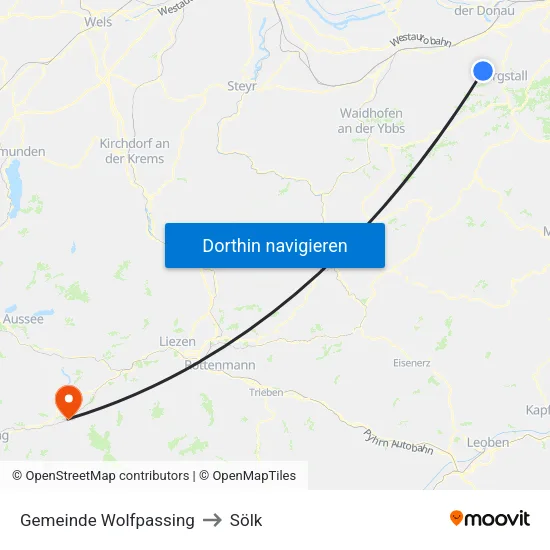 Gemeinde Wolfpassing to Sölk map
