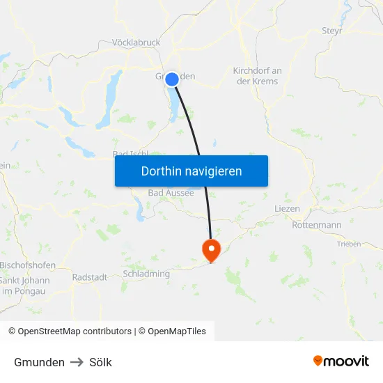 Gmunden to Sölk map