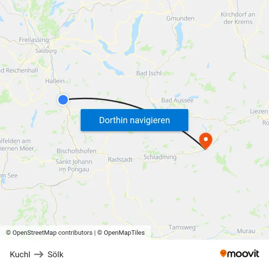 Kuchl to Sölk map