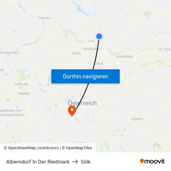 Alberndorf In Der Riedmark to Sölk map