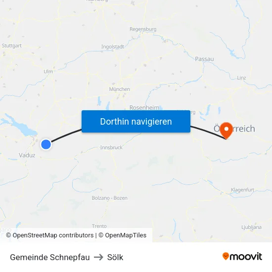 Gemeinde Schnepfau to Sölk map