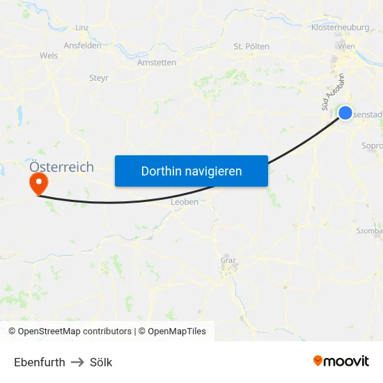 Ebenfurth to Sölk map