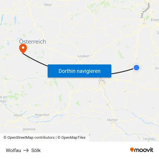 Wolfau to Sölk map