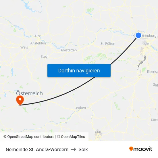 Gemeinde St. Andrä-Wördern to Sölk map