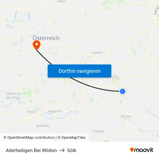 Allerheiligen Bei Wildon to Sölk map