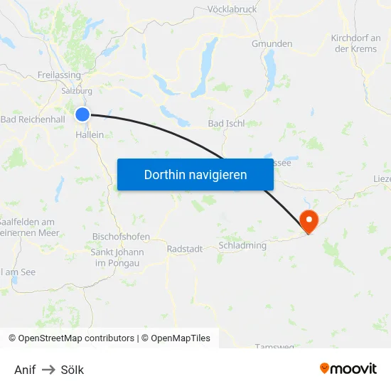 Anif to Sölk map
