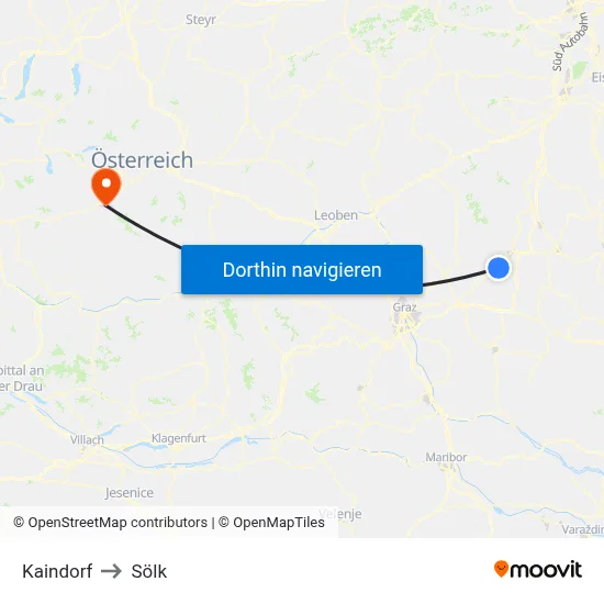 Kaindorf to Sölk map