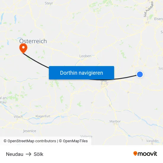 Neudau to Sölk map