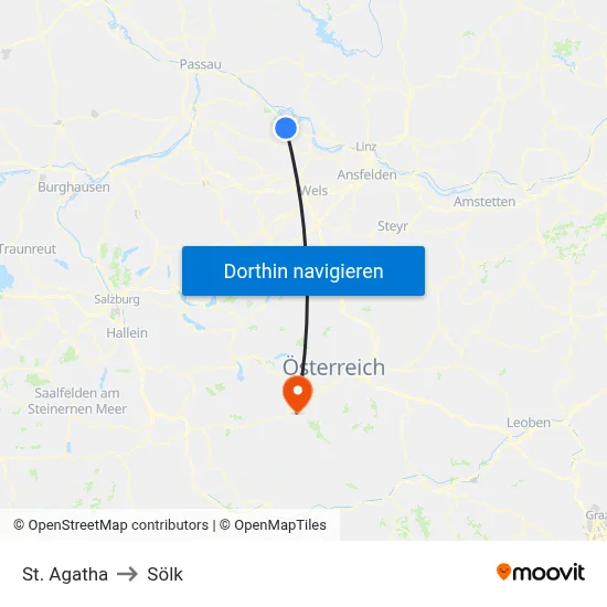 St. Agatha to Sölk map