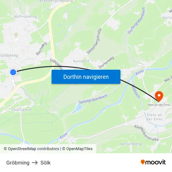 Gröbming to Sölk map