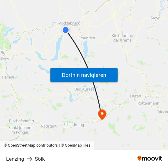 Lenzing to Sölk map