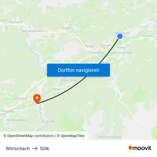 Wörschach to Sölk map