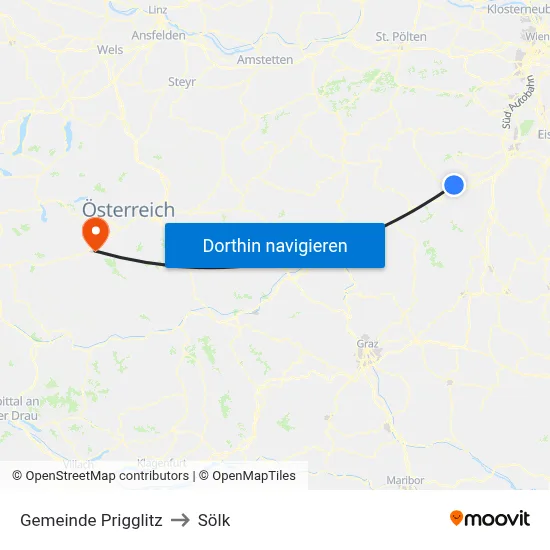 Gemeinde Prigglitz to Sölk map