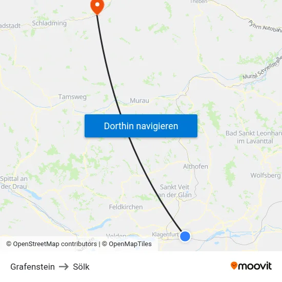 Grafenstein to Sölk map