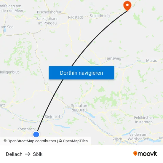 Dellach to Sölk map