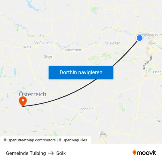 Gemeinde Tulbing to Sölk map