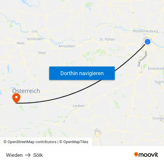 Wieden to Sölk map